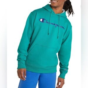 Champion Men’s Powerblend Fleece Logo Pullover Hoodie *Green Reef*